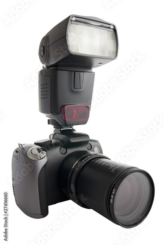 Digital camera with zoom barrel and flash