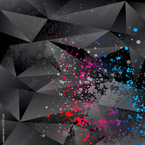 Abstract background with black triangles and color sprays
