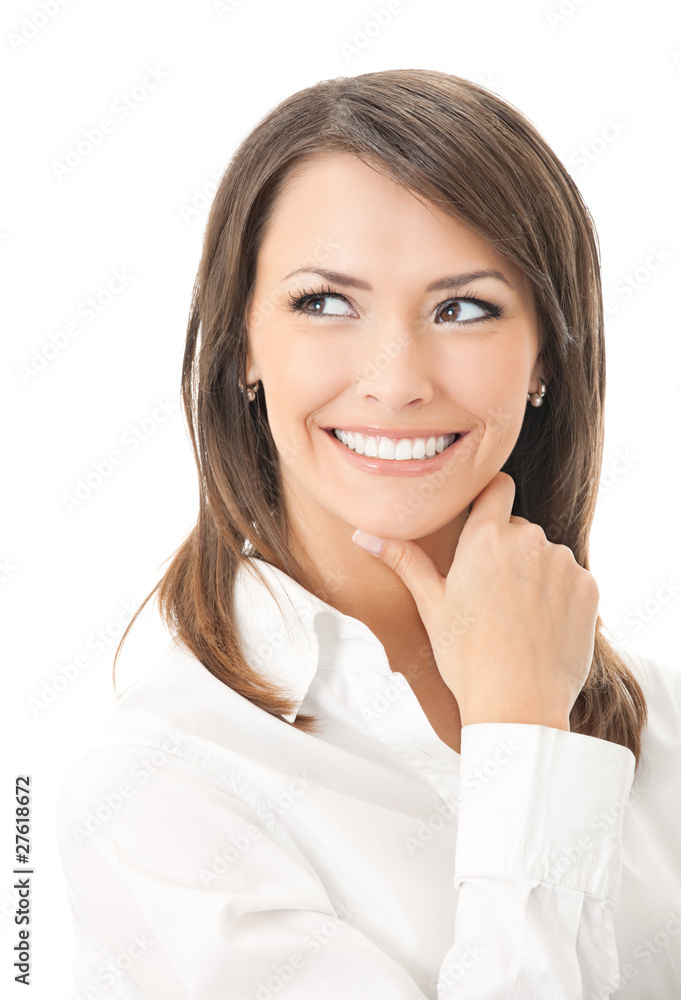 Portrait of thinking businesswoman, isolated on white Portrait of thinking businesswoman, isolated on white