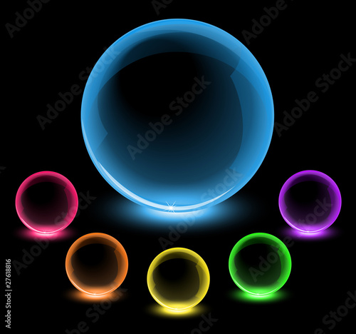 Glossy glowing spheres - vector eps10. Global colors were used.