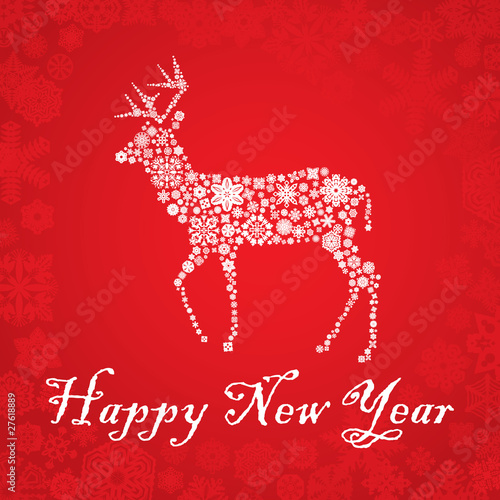 snowflake deer Christmas card