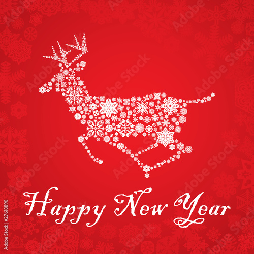 snowflake deer Christmas card