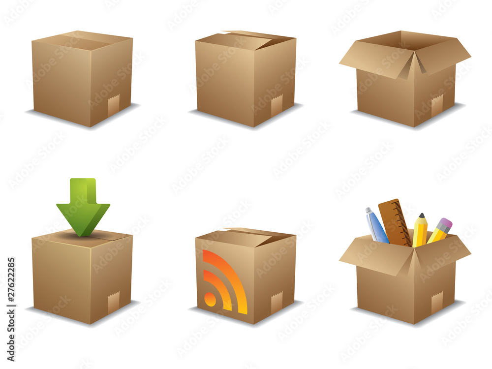 Vector boxes icon set Vector boxes icon set