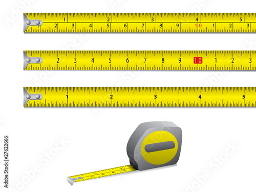 Yellow measuring tape isolated on white background