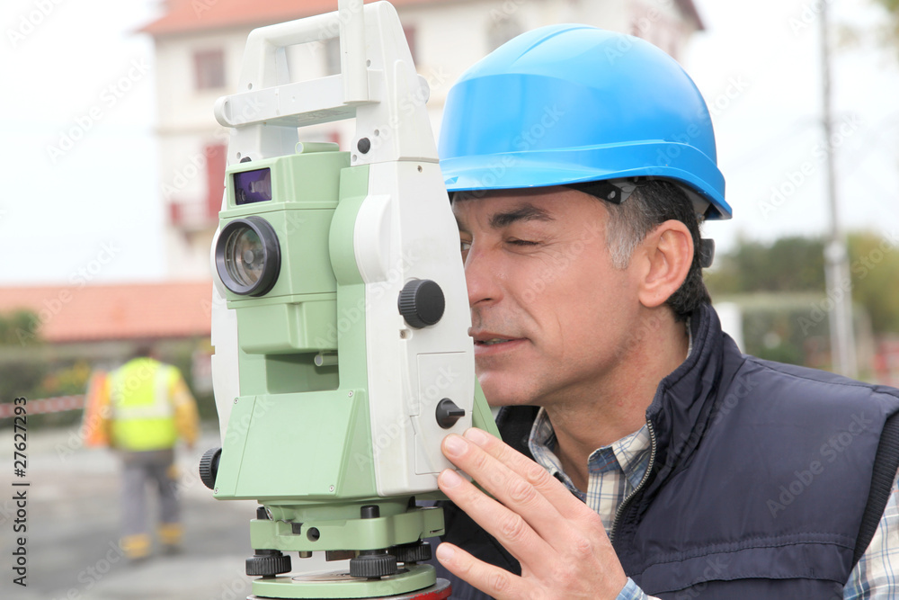 Geometer with measure instrument Geometer with measure instrument