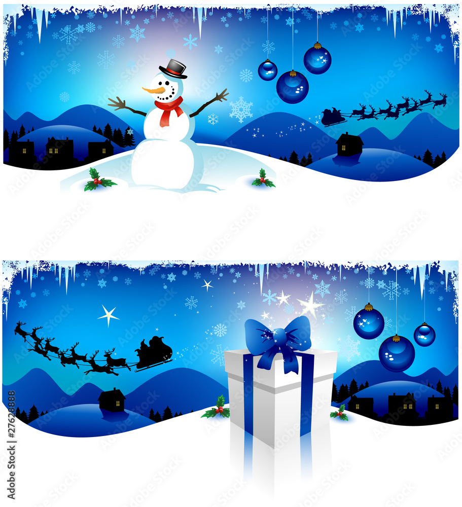 Fototapeta premium Blue Christmas headers