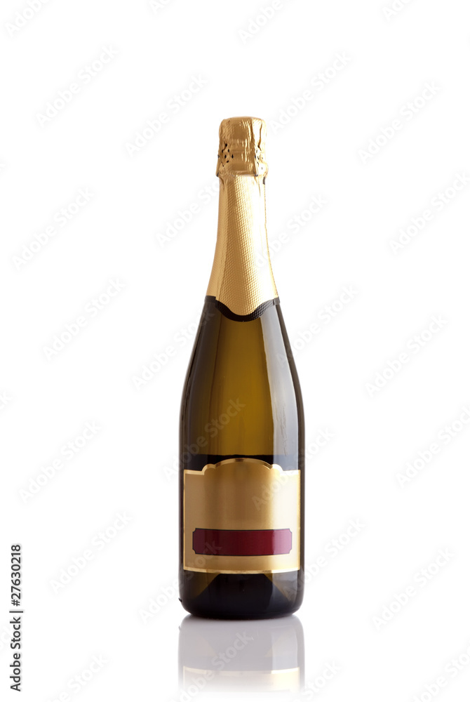 Champagne bottle isoalted against a white background