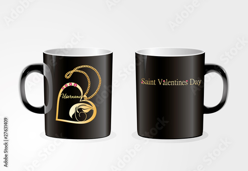 Mug with symbol of the day Saint Valentine's Day