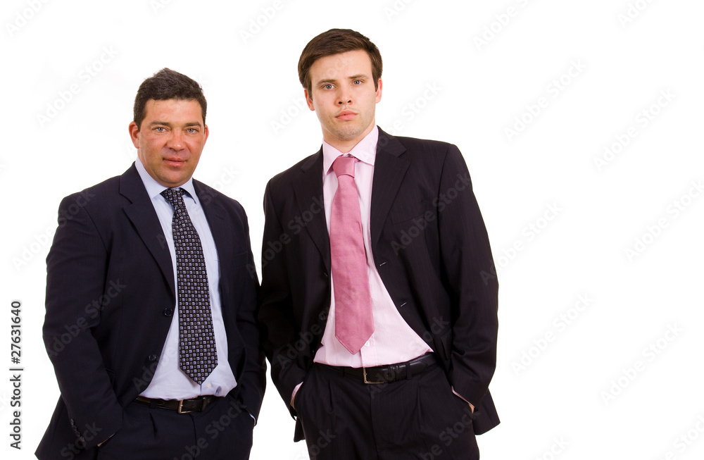 two business men portrait, isolated on white two business men portrait, isolated on white