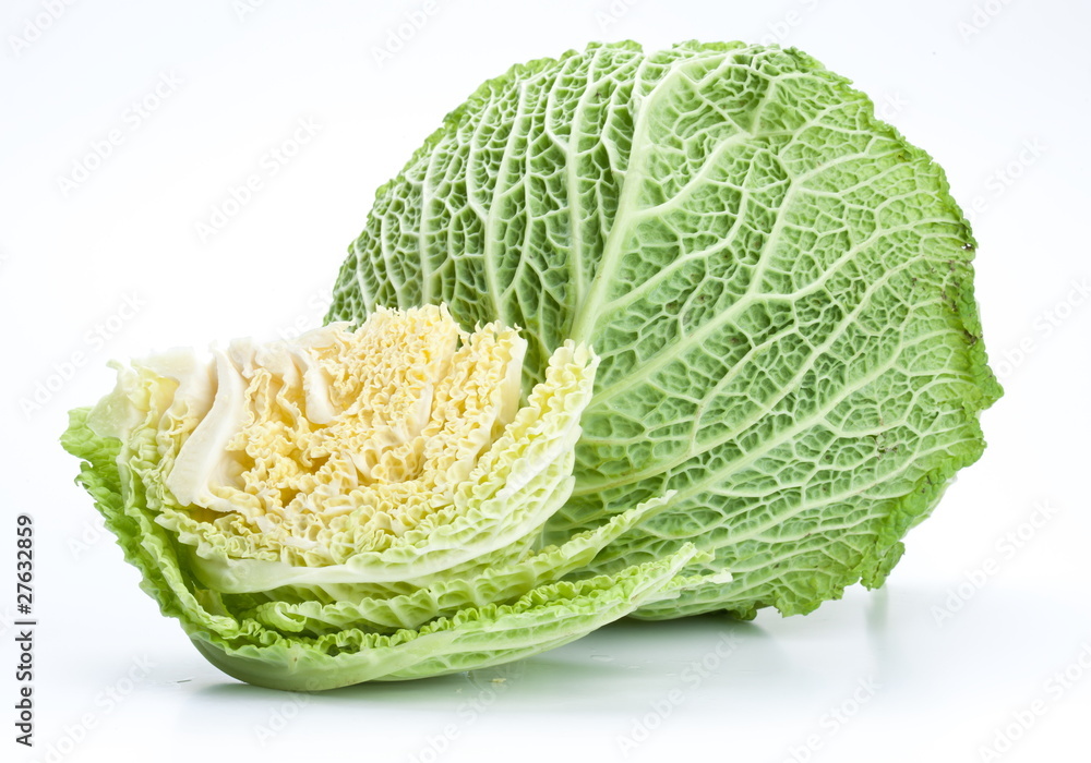 Photo of fresh cabbage on a white background Photo of fresh cabbage on a white background
