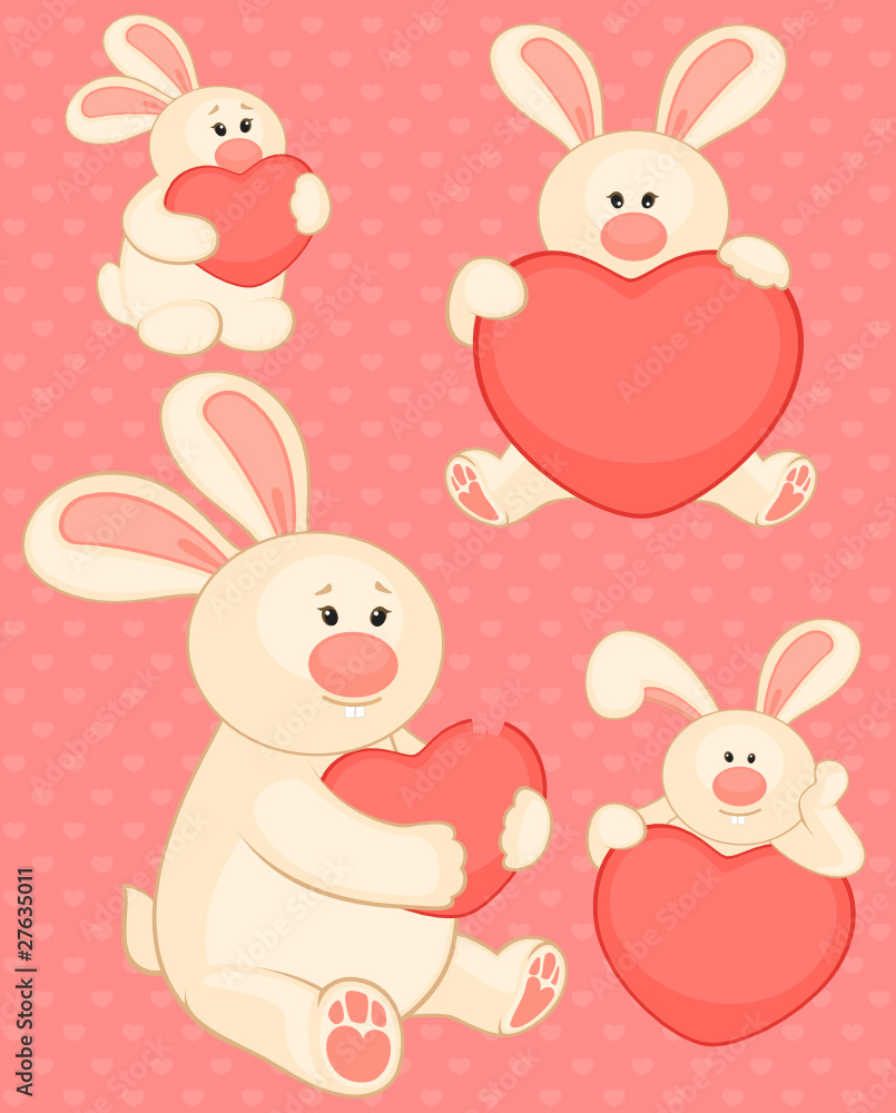 cartoon little toy bunny with heart cartoon little toy bunny with heart
