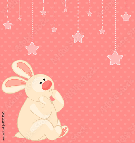 Vector cartoon little toy bunny with stars