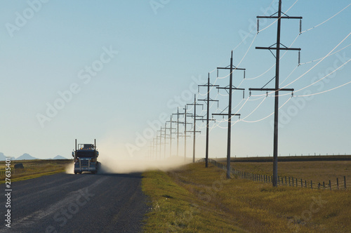Truck and power lines
