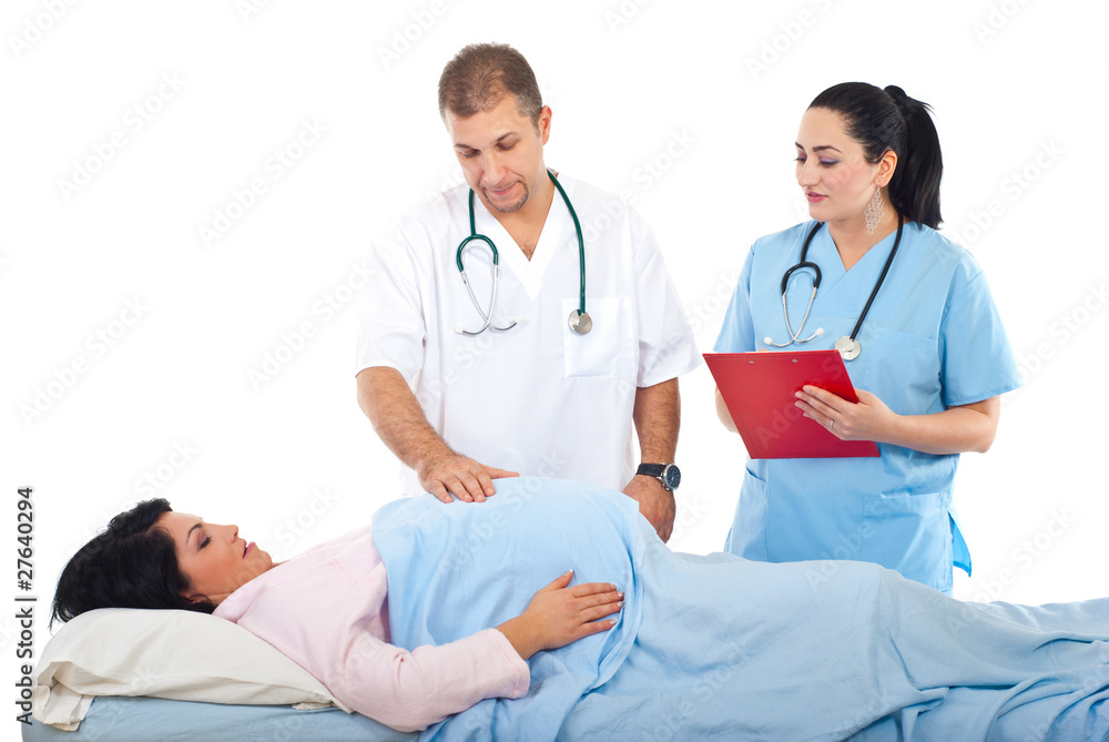 Fototapeta premium Doctor examine pregnant belly
