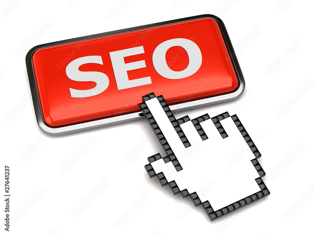 Search Engine Optimization button and hand cursor Search Engine Optimization button and hand cursor