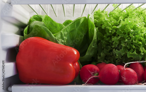 fresh fruit and vegetables in the fridge