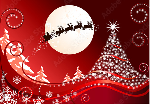 Landscape and tree slide moon shining red background