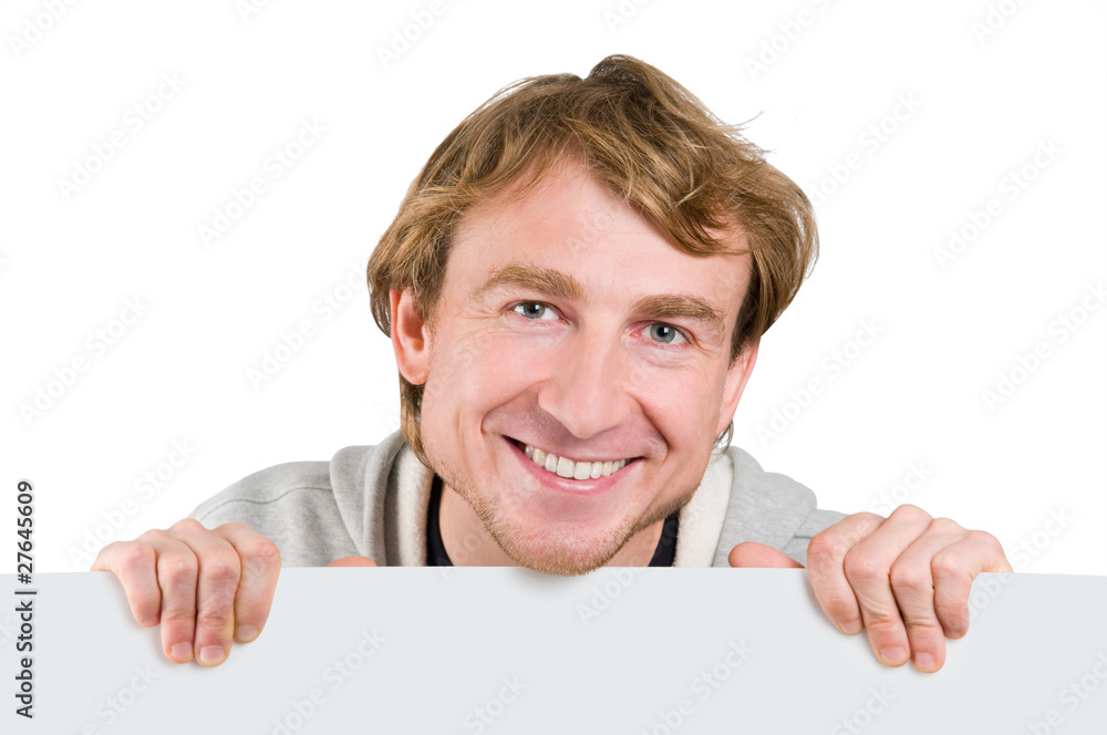 Man holding blank sign Man holding blank sign