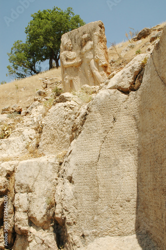 Historic monument on Mount Nemrut in Turkey photo