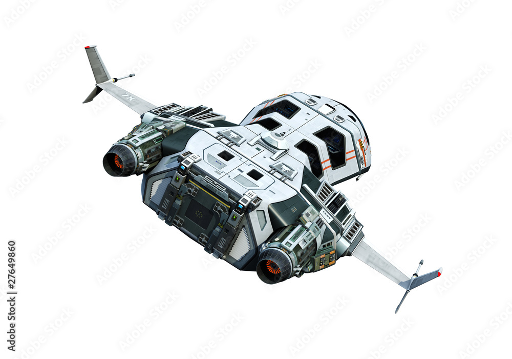 spaceship flying back white background spaceship flying back white background
