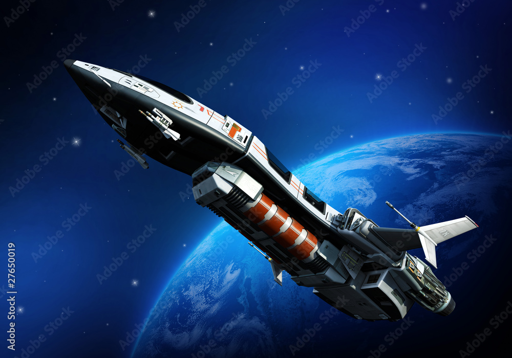 Obraz premium spaceship going up from the planet