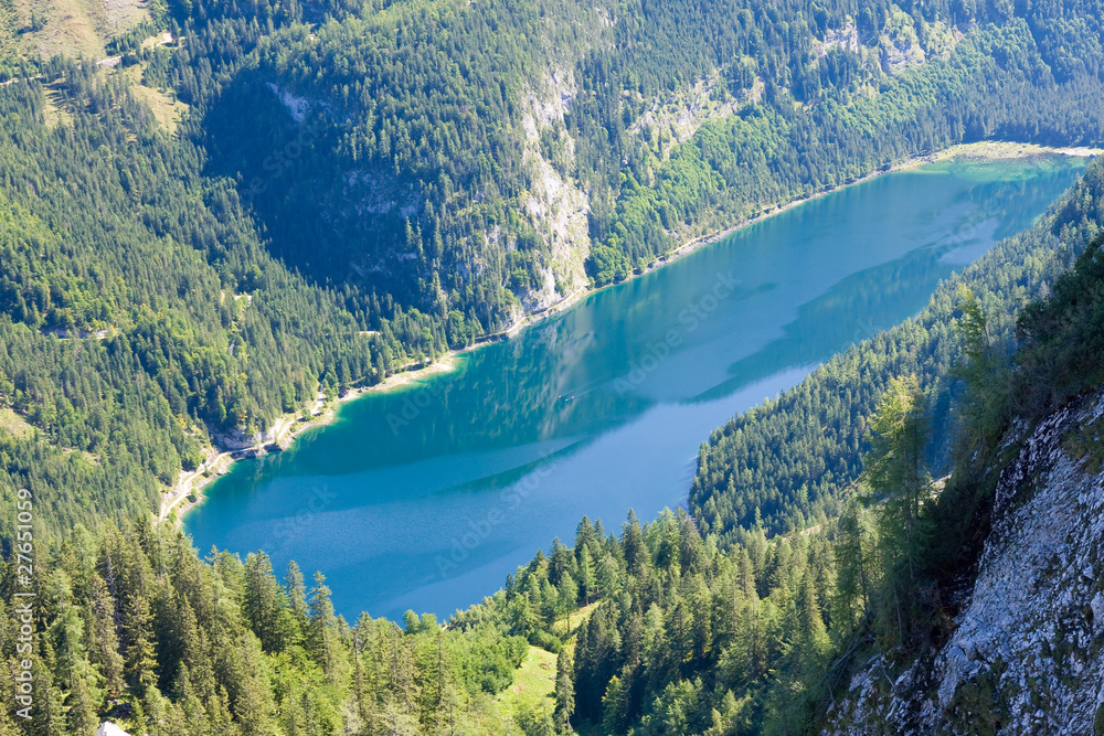 alpine lake scenery in the summer