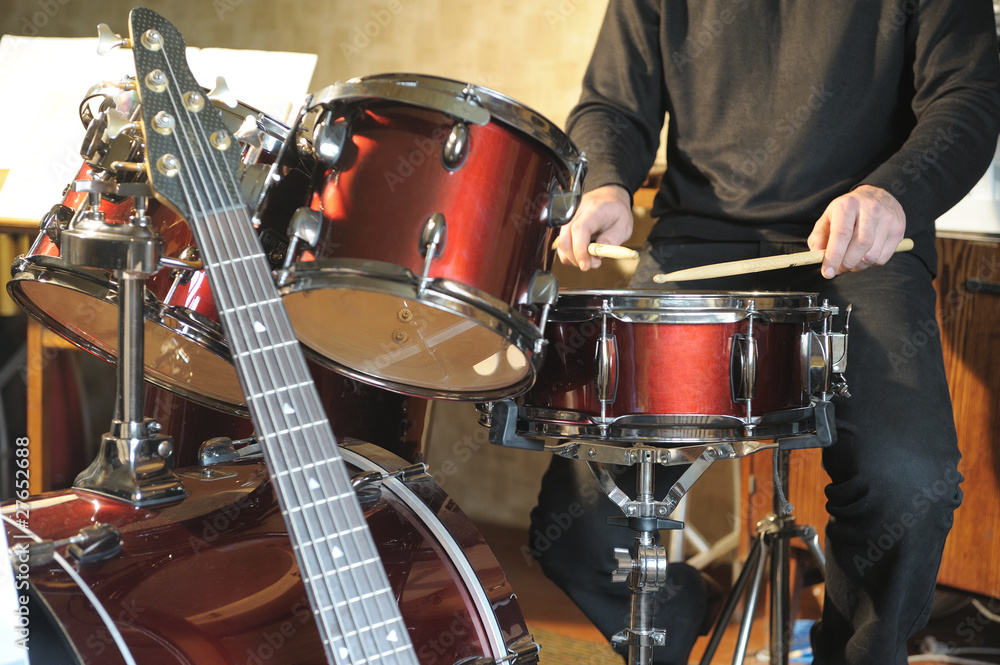 The drummer in action The drummer in action