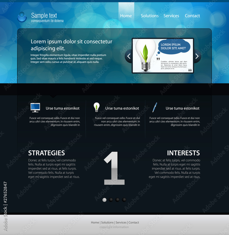 web page layout, dark version web page layout, dark version