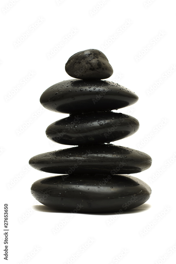 Black stones isolated on white background