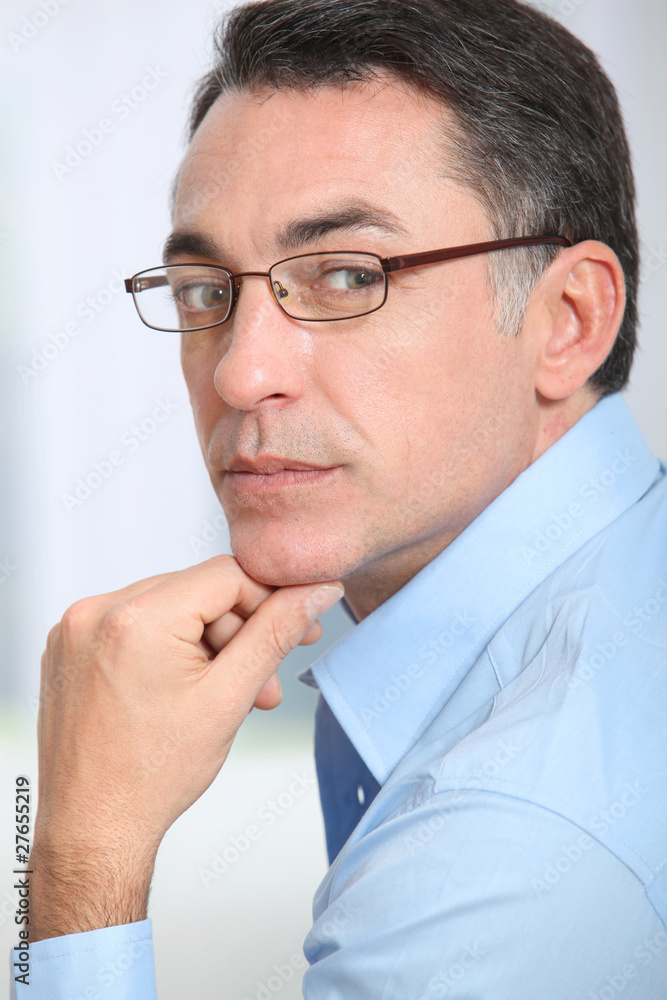 Closeup of man with eyeglasses Closeup of man with eyeglasses