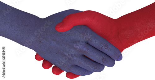 Opposition sides shake hands agree compromise