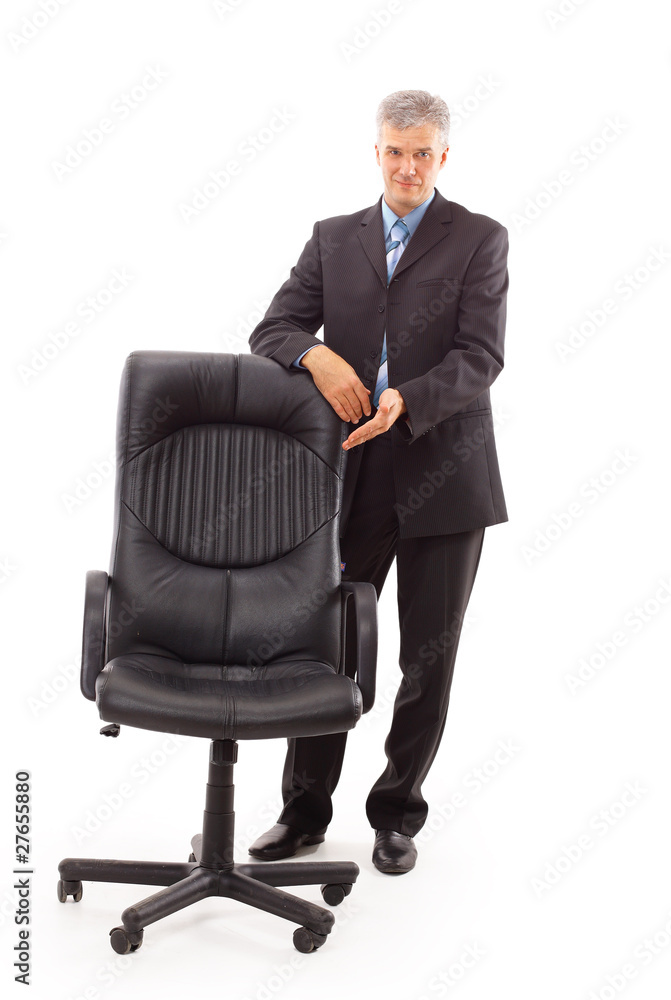 isolated businessman and chair isolated businessman and chair