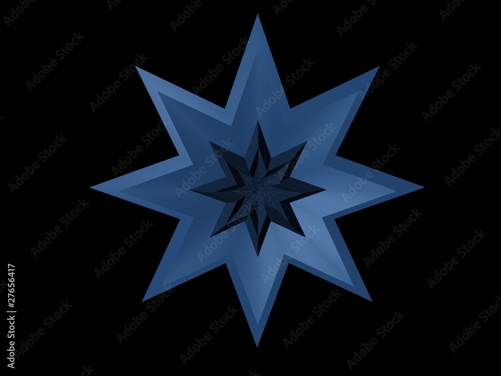 3D Stern 8 Strahlen blau