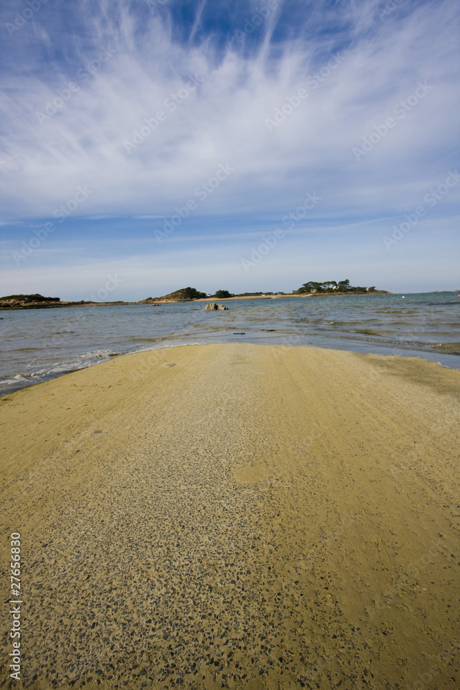 Obraz premium part of a road covered by the sea