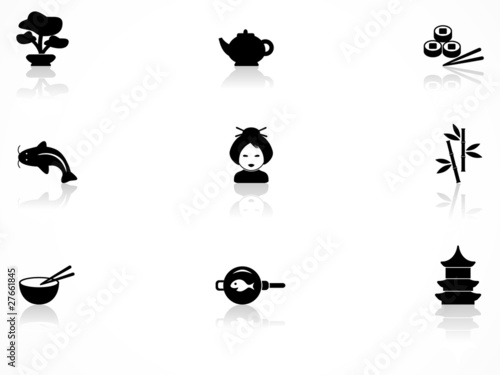 Japanese culture icons set