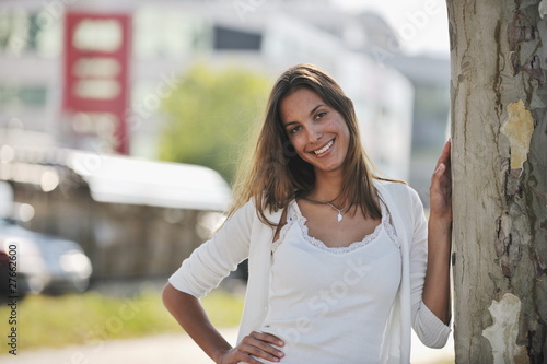 young woman havefun at street photo