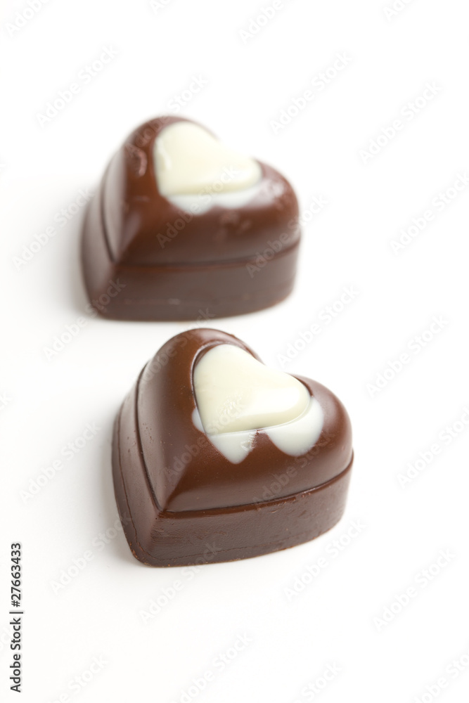 two chocolate hearts two chocolate hearts