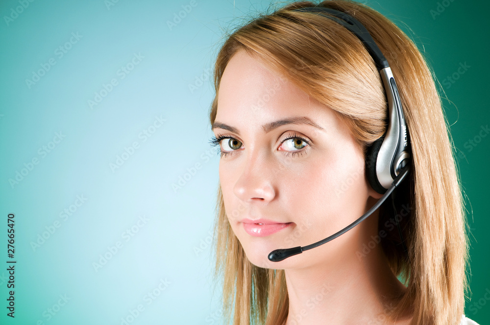 Young call center operator with the headset Young call center operator with the headset