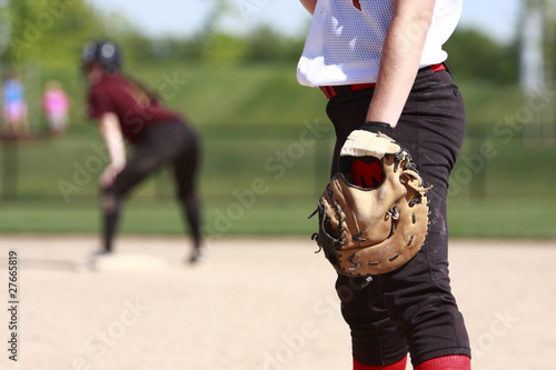 Softball players on the field