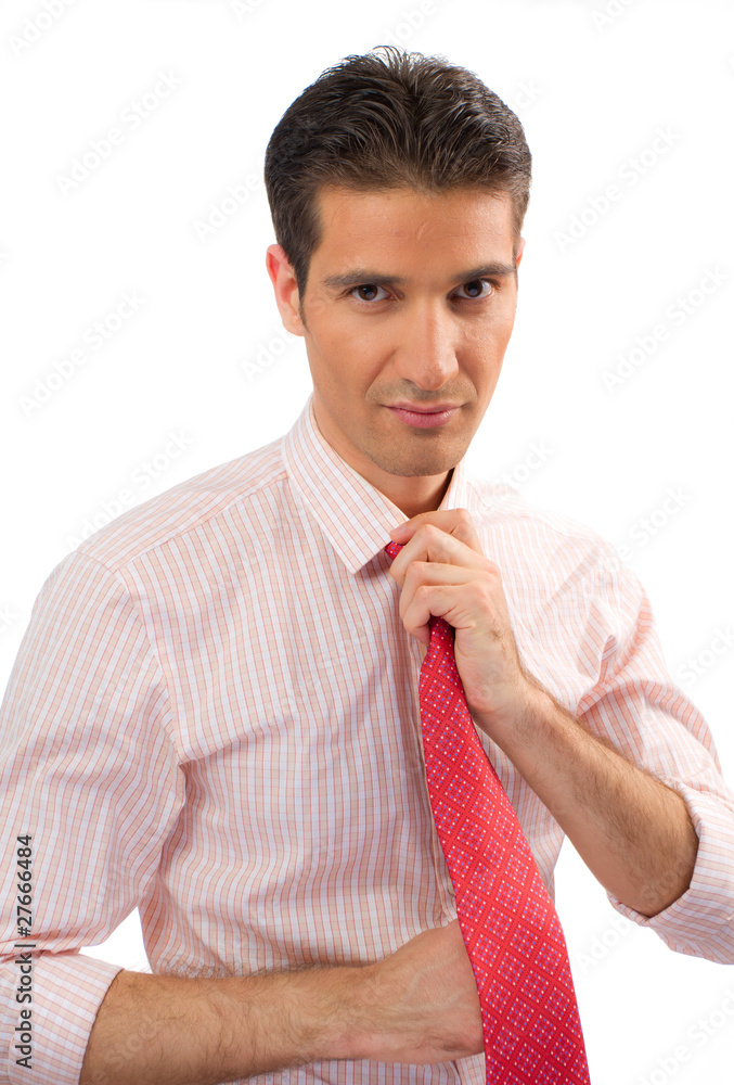 satisfied smiling businessman. White background satisfied smiling businessman. White background