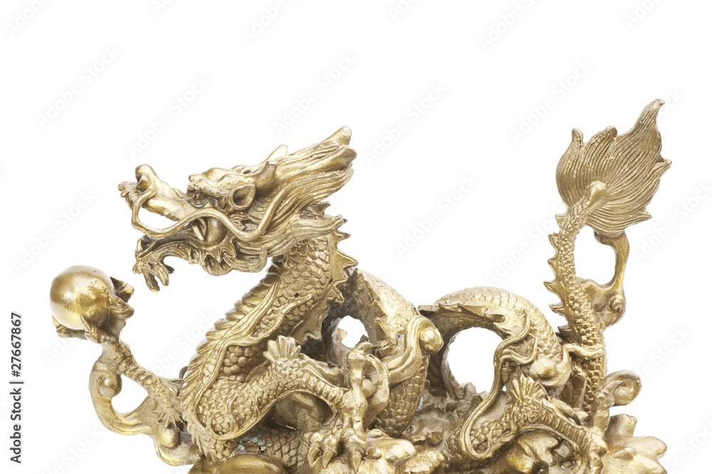 golden dragon on white background