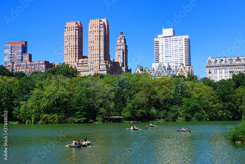 Central Park with boat in lake