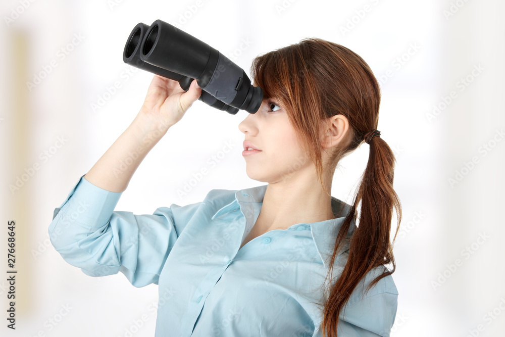 Young business woman with binocular Young business woman with binocular