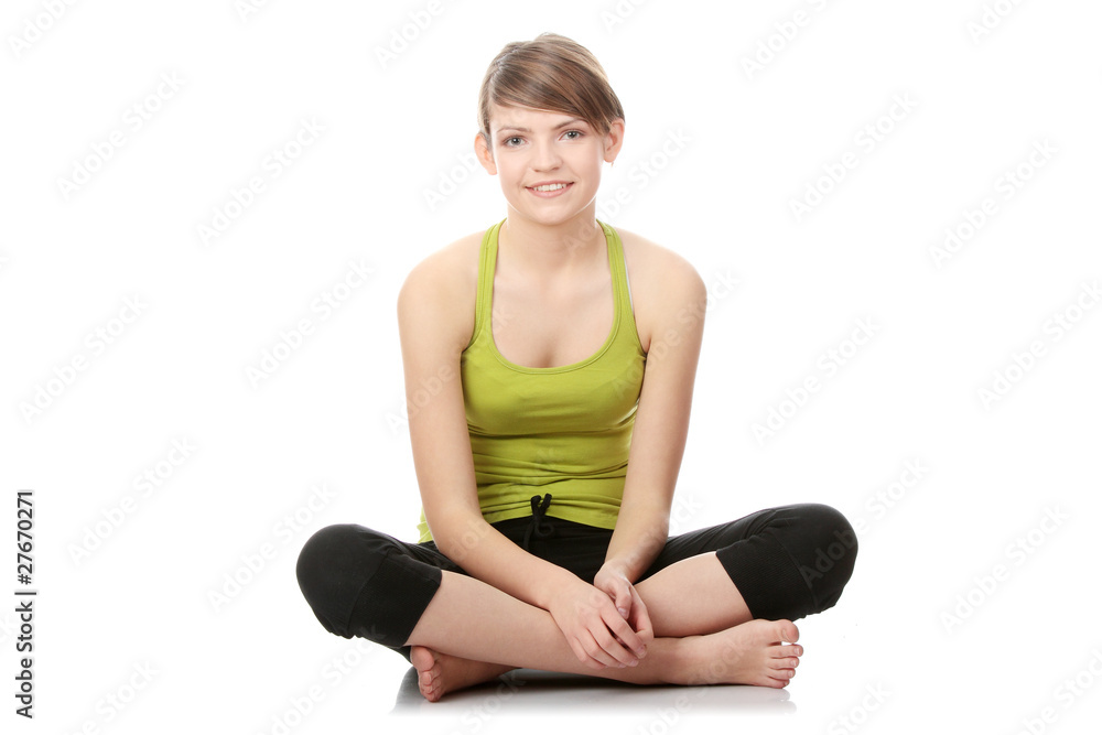 Teen girl exercising