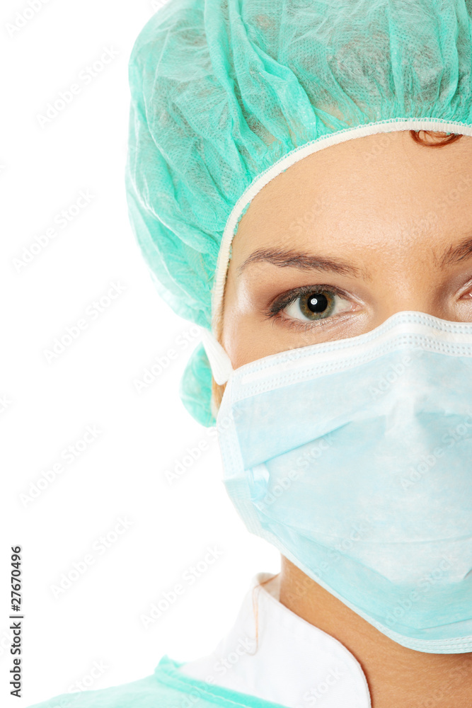 Close-up portrait of serious nurse or doctor Close-up portrait of serious nurse or doctor