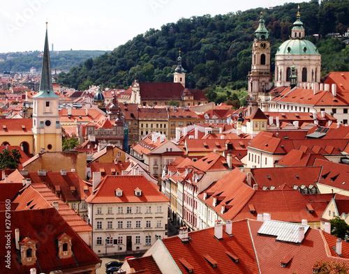 Prague old city roofs view