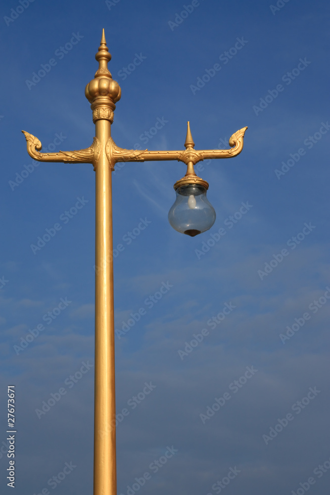 Native Thai style light pillar in general temple of Thailand