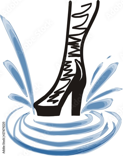 fashion boot of a girl in splashes