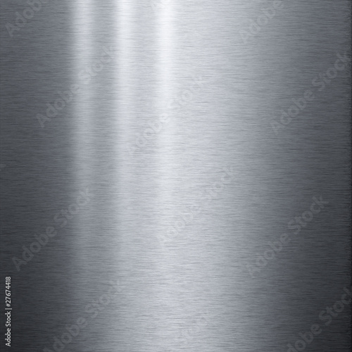 Brushed aluminum metallic plate with reflections
