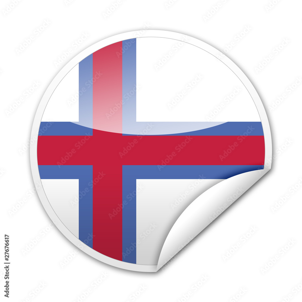 Fototapeta premium Pegatina bandera Islas Feroe con reborde